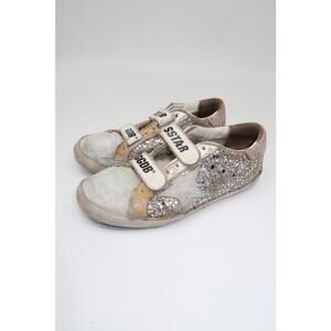 Golden Goose Superstar Old School Sneakers Gray Suede Glitter  Size 35
